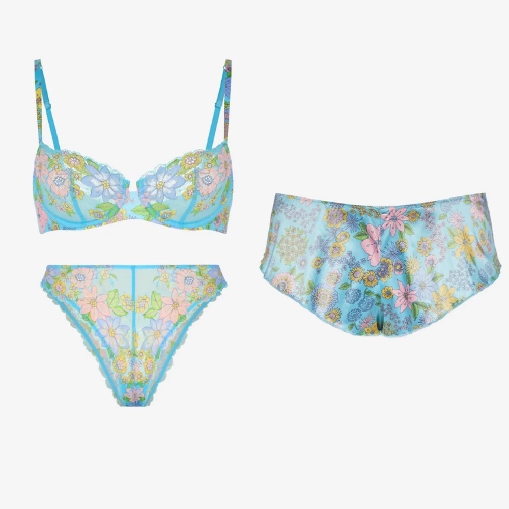 Savage X Fenty JUICY PURPLE FLOWER POPPY PRINT 3 PIECE SET
